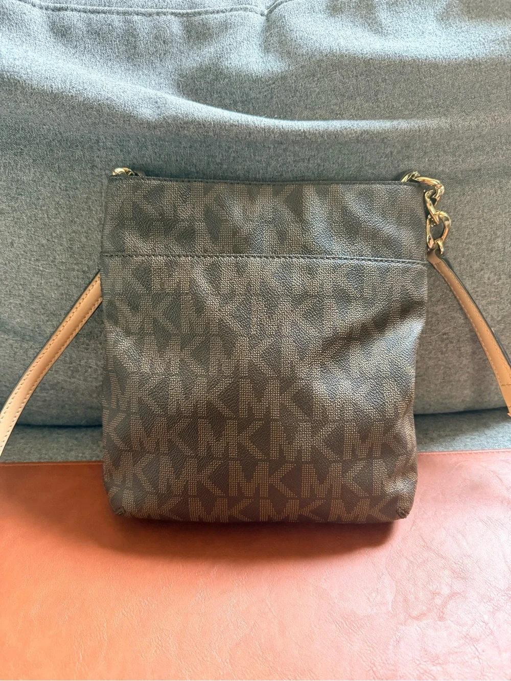 Michael Kors Hamilton East West Crossbody + Matching Card Holder Brown MK